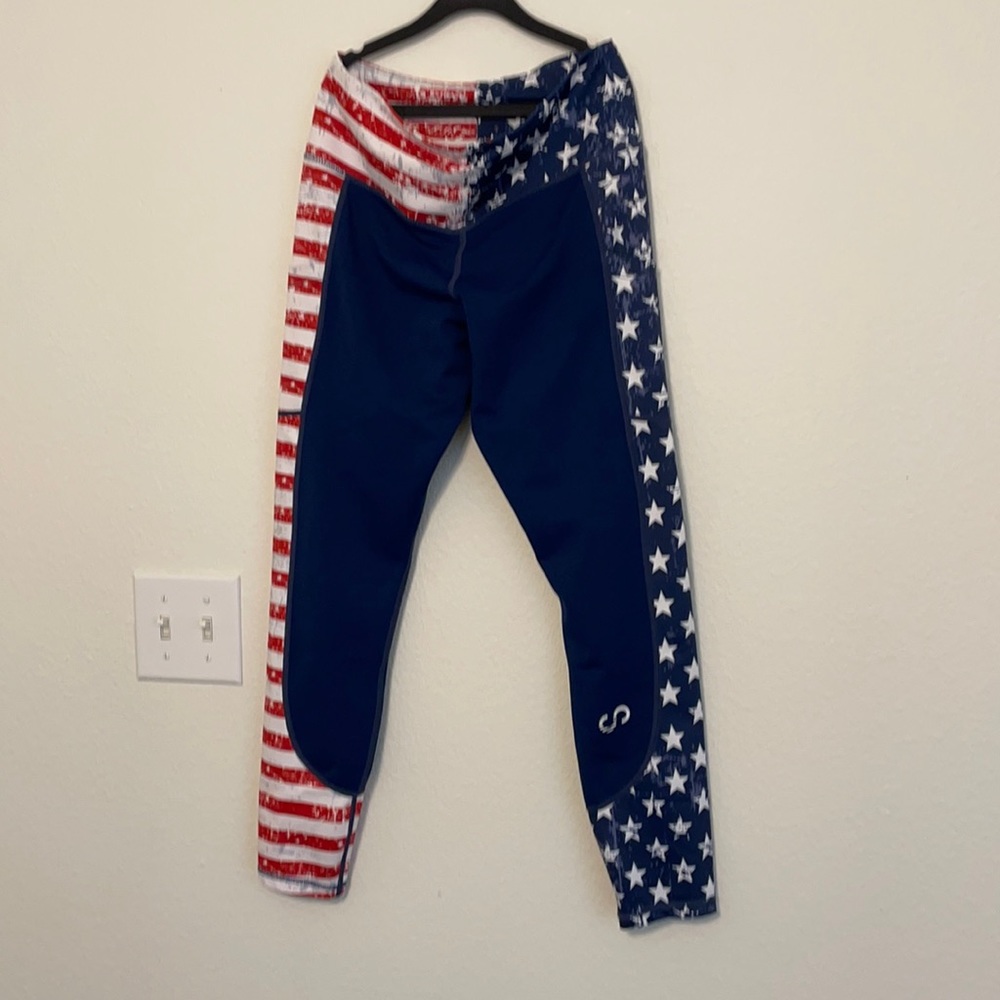 American Flag Performance Leggings - Navy, Red & White